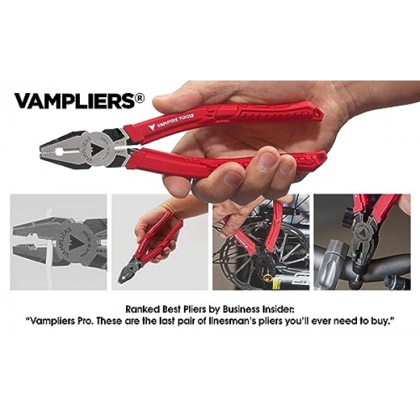 VAMPLIERS 4피스 벗겨진 나사 추출 플라이어 세트. 일본에서 제작되었습니다. 탄소강. 8 라인즈맨, 7.5 긴 노즈, 6.25 다목적 및 5 ESD 안전 플라이어. 벗겨진/손상된/녹슨 나