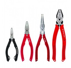 VAMPLIERS 4피스 벗겨진 나사 추출 플라이어 세트. 일본에서 제작되었습니다. 탄소강. 8 라인즈맨, 7.5 긴 노즈, 6.25 다목적 및 5 ESD 안전 플라이어. 벗겨진/손상된/녹슨 나