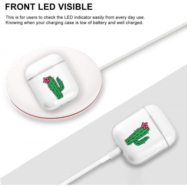 AirPods 1 & 2 케이스와 호환되는 Oihxse 보호 케이스, 슬림 실리콘 케이스 PC 슬림형 경량 AirPods 액세서리 보호 커버 AirPods 1 & 2(Cactus 2)용 내구성이 뛰어난 프리미엄 휴대용 