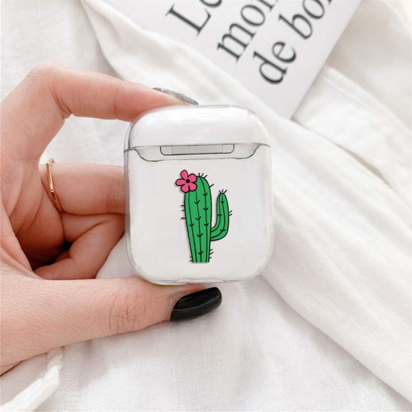 AirPods 1 & 2 케이스와 호환되는 Oihxse 보호 케이스, 슬림 실리콘 케이스 PC 슬림형 경량 AirPods 액세서리 보호 커버 AirPods 1 & 2(Cactus 2)용 내구성이 뛰어난 프리미엄 휴대용 