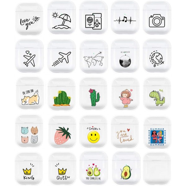 AirPods 1 & 2 케이스와 호환되는 Oihxse 보호 케이스, 슬림 실리콘 케이스 PC 슬림형 경량 AirPods 액세서리 보호 커버 AirPods 1 & 2(Cactus 2)용 내구성이 뛰어난 프리미엄 휴대용 