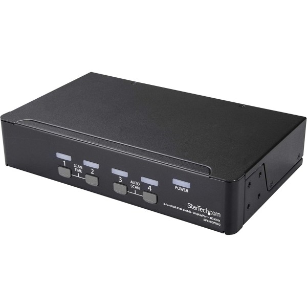 StarTech.com 4포트 DisplayPort KVM 스위치 - 4K 60Hz - 단일 디스플레이 - 통합 USB 2.0 허브 및 오디오가 있는 듀얼 포트 UHD DP 1.2 USB KVM 스위치 - Dell, HP, Apple, Lenovo - TAA 준수(SV431DPU