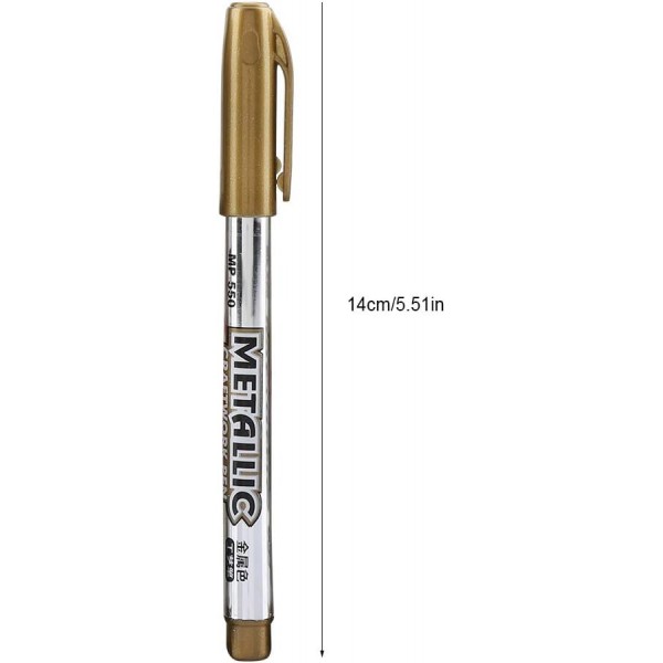 Fdit 12Pcs 마커 펜 영구 마커 인사말 카드 앨범 스크랩북 DIY 쓰기 드로잉 실용 유성 잉크 펜 (황금)