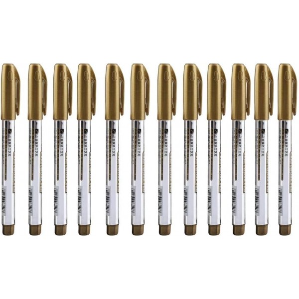 Fdit 12Pcs 마커 펜 영구 마커 인사말 카드 앨범 스크랩북 DIY 쓰기 드로잉 실용 유성 잉크 펜 (황금)