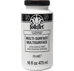 FolkArt 다양한 색상의 다중 표면 새틴 아크릴 페인트, 16 온스, 티타늄 화이트 16 Fl Oz