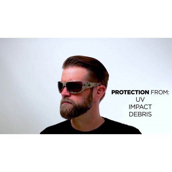 Ergodyne Skullerz Baldr 김서림 방지 안전 선글라스 - Kryptek Highlander 브라운 카모 프레임, 스모크 렌즈