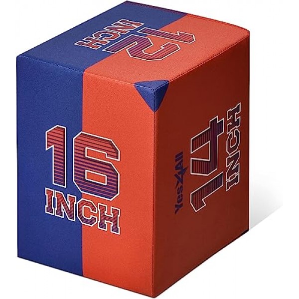 Yes4All 3-in-1 소프트 플라이오 박스 나무 코어 - 농구 버전 - 정강이에 안전 - 점프, 컨디셔닝 및 근력 훈련을 위한 미끄럼 방지 다용도 플라이오메트릭 박스 - 4가지 다른