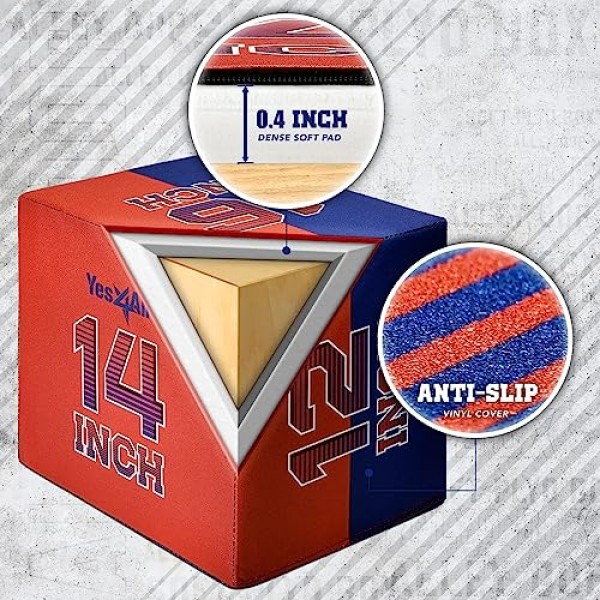 Yes4All 3-in-1 소프트 플라이오 박스 나무 코어 - 농구 버전 - 정강이에 안전 - 점프, 컨디셔닝 및 근력 훈련을 위한 미끄럼 방지 다용도 플라이오메트릭 박스 - 4가지 다른