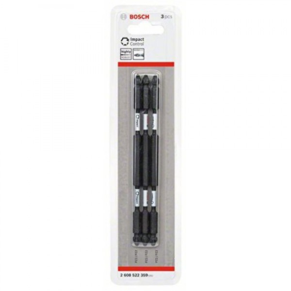Bosch Professional 2608522359 3피스 이중 드라이버 세트 Pozidriv(충격 제어, 3 x PZ2-PZ2 비트 길이: 150mm, 픽 앤 클릭)