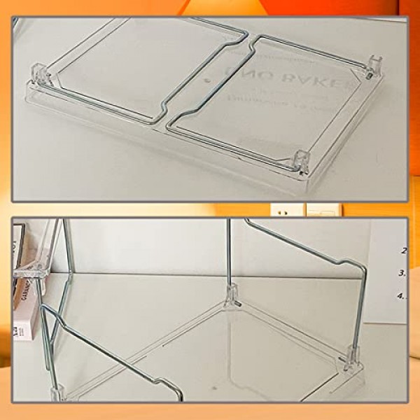 Jingzhan 찬장 정리함, 주방 선반, 팩 쌓을 수 있는 주방 선반 정리함, 주방 보관함, 욕실 보관함, 메이크업 정리함, PET 및 금속, 투명 및 크롬