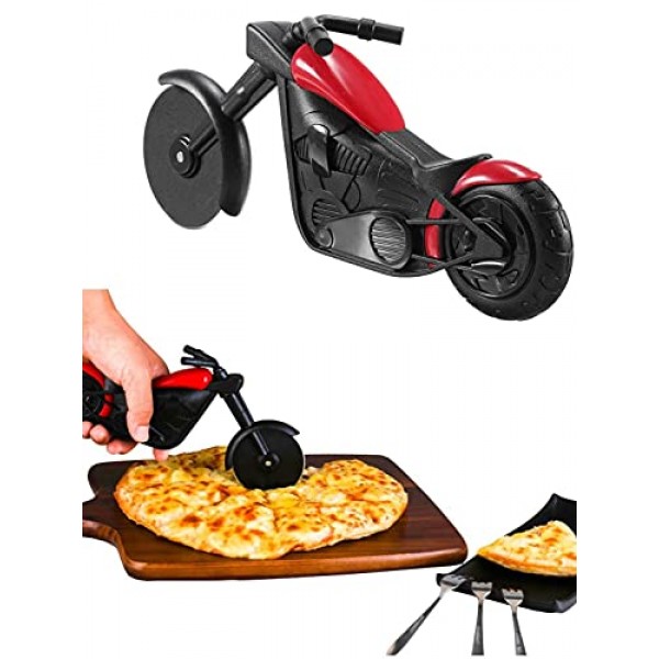 Tang Yuan 오토바이 피자 커터, 피자 커터, 스테인레스 스틸 피자 롤러, 창의적인 도구, 절묘한 주방 선물
