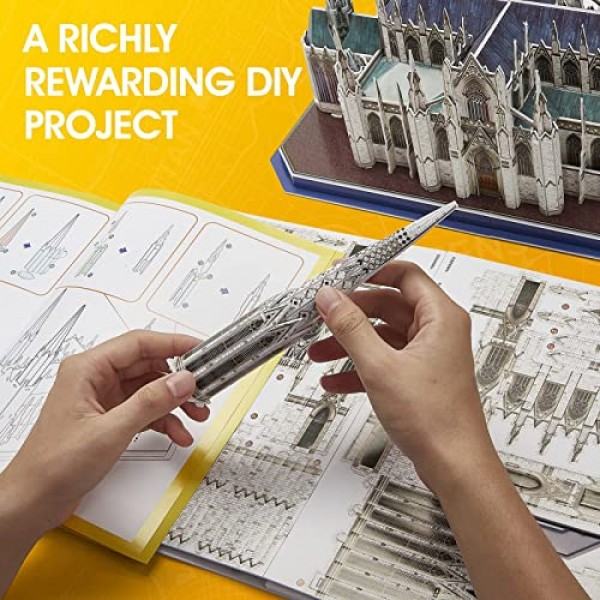 성인을 위한 CubicFun 3D 퍼즐 내셔널 지오그래픽 성 패트릭 대성당 모델 키트, 뉴욕 성인을 위한 건축 퍼즐 8세 이상 어린이를 위한 책상 조립 장난감, 소책자 포함 크리