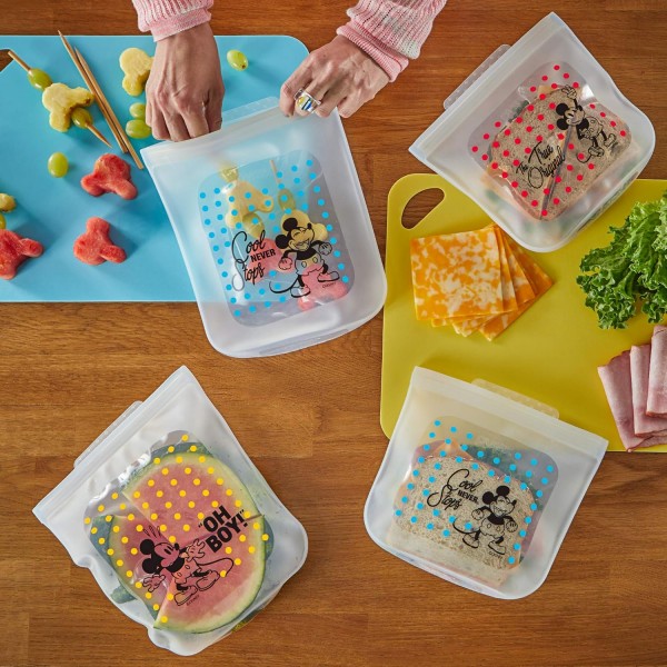 Pyrex Slcn DTCM St 2Md2Lg MckyFrnds 실리콘 백, 미디엄, 라지, 투명/멀티 투명/멀티