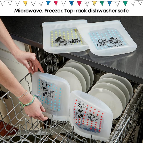 Pyrex Slcn DTCM St 2Md2Lg MckyFrnds 실리콘 백, 미디엄, 라지, 투명/멀티 투명/멀티