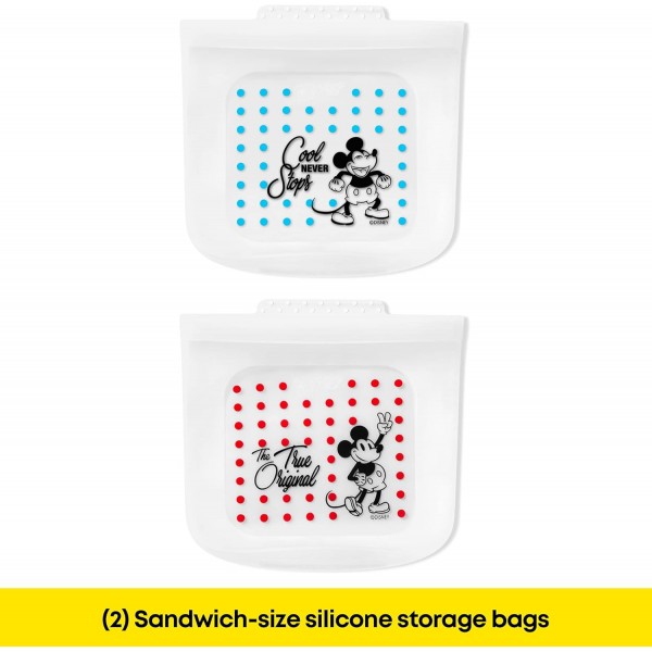 Pyrex Slcn DTCM St 2Md2Lg MckyFrnds 실리콘 백, 미디엄, 라지, 투명/멀티 투명/멀티