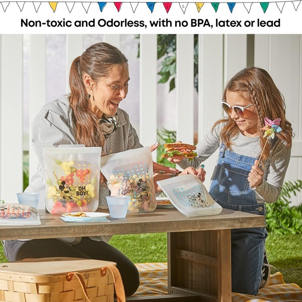 Pyrex Slcn DTCM St 2Md2Lg MckyFrnds 실리콘 백, 미디엄, 라지, 투명/멀티 투명/멀티