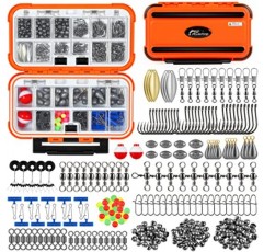 PLUSINNO 253개 낚시 액세서리 세트, 낚시 액세서리가 포함된 낚시 액세서리 상자, 낚시 후크, 낚시 무게, 싱커, 스피너 블레이드, 배스용 낚시 태클, 블루길, 크래피, 낚시