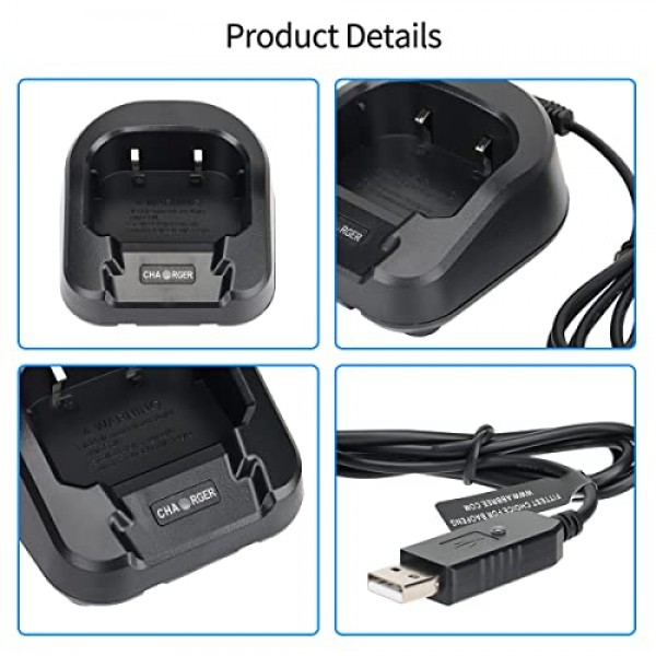 휴대용 Baofeng UV-82 UV-82HP UV-82L 시리즈 양방향 라디오용 표시 등이 있는 Baofeng USB 케이블 배터리 충전기