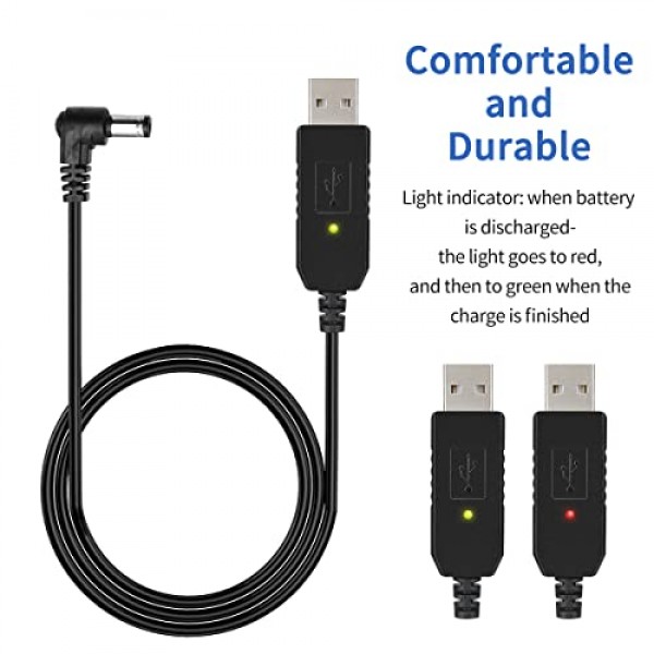 휴대용 Baofeng UV-82 UV-82HP UV-82L 시리즈 양방향 라디오용 표시 등이 있는 Baofeng USB 케이블 배터리 충전기