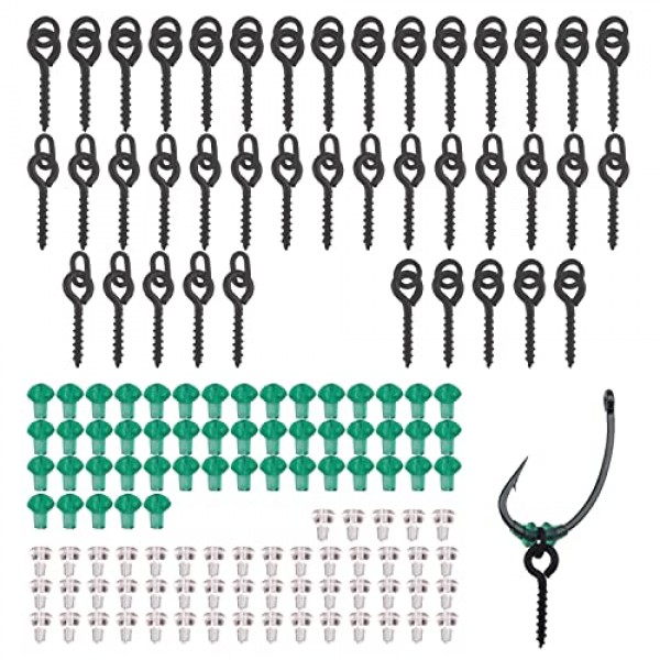 FYSL 140 조각 낚시 후크 세트 40 조각 스레드 Boilie 미끼 나사 100 조각 낚시 후크 중지 낚시 후크 세트, 원형 타원형 미끼 지그 후크 낚시 태클 액세서리