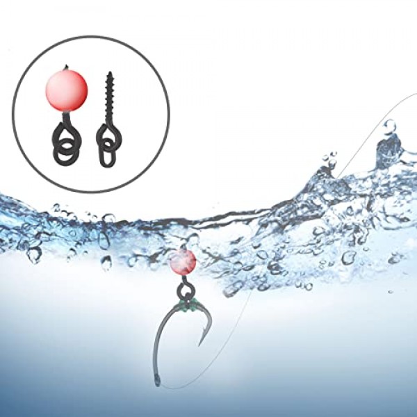 FYSL 140 조각 낚시 후크 세트 40 조각 스레드 Boilie 미끼 나사 100 조각 낚시 후크 중지 낚시 후크 세트, 원형 타원형 미끼 지그 후크 낚시 태클 액세서리