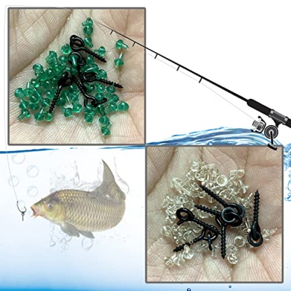 FYSL 140 조각 낚시 후크 세트 40 조각 스레드 Boilie 미끼 나사 100 조각 낚시 후크 중지 낚시 후크 세트, 원형 타원형 미끼 지그 후크 낚시 태클 액세서리