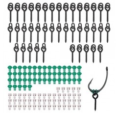 FYSL 140 조각 낚시 후크 세트 40 조각 스레드 Boilie 미끼 나사 100 조각 낚시 후크 중지 낚시 후크 세트, 원형 타원형 미끼 지그 후크 낚시 태클 액세서리