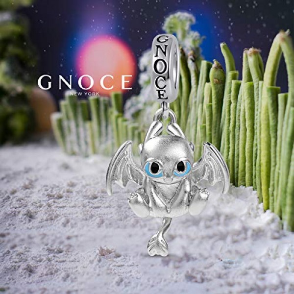 Gnoce 블랙 드래곤 참 펜던트 S925 스털링 실버 'Fight for Homeland' 참 비즈 팔찌, 목걸이, 남성과 여성을 위한 보석 선물