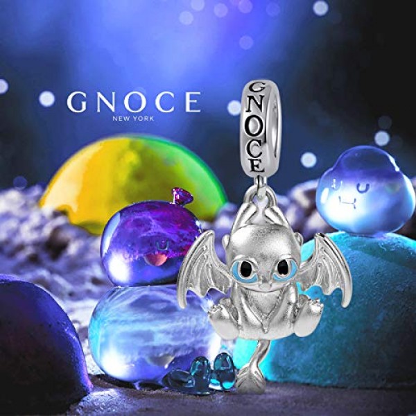 Gnoce 블랙 드래곤 참 펜던트 S925 스털링 실버 'Fight for Homeland' 참 비즈 팔찌, 목걸이, 남성과 여성을 위한 보석 선물