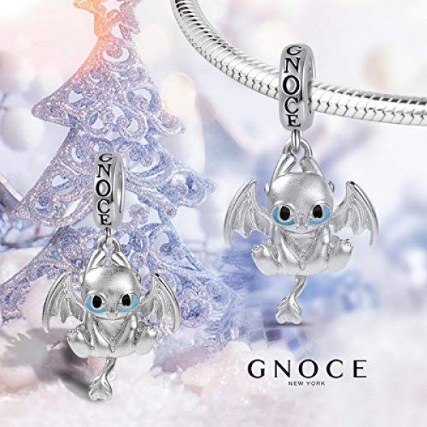 Gnoce 블랙 드래곤 참 펜던트 S925 스털링 실버 'Fight for Homeland' 참 비즈 팔찌, 목걸이, 남성과 여성을 위한 보석 선물