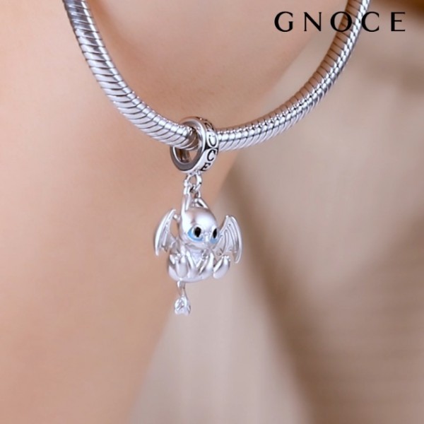 Gnoce 블랙 드래곤 참 펜던트 S925 스털링 실버 'Fight for Homeland' 참 비즈 팔찌, 목걸이, 남성과 여성을 위한 보석 선물