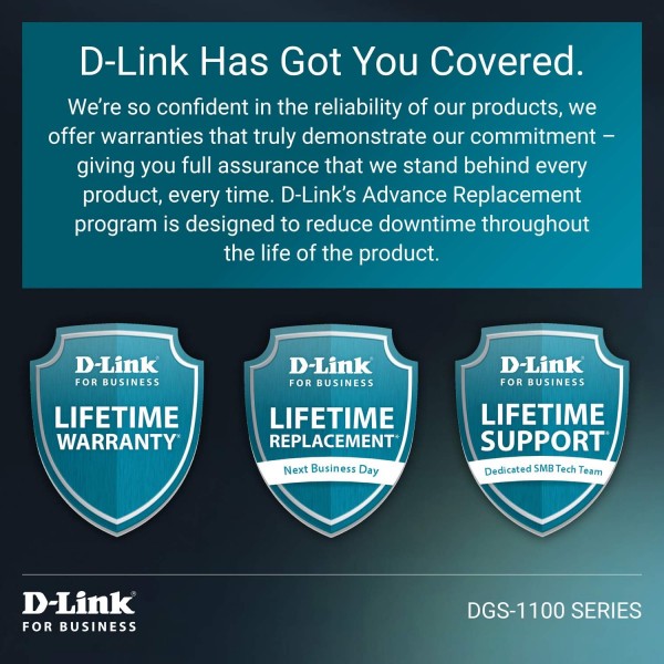 D-Link DGS-1100-24V2 기가비트 스마트 스위치(24포트, 10/100/1000Mbit/s, 손쉬운 플러그 앤 플레이 설치, 팬리스), 블랙