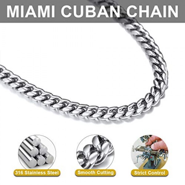 GoldChic Jewelry 스테인레스 스틸 컴팩트 쿠바 팔찌 와이드 6/10/14 mm 클래식 남성용 팔찌, 실버/골드/블랙 3가지 색상, 다양한 길이 19/21 cm 남성용 스테인레스 스틸 컴팩트 