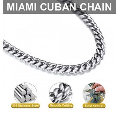 GoldChic Jewelry 스테인레스 스틸 컴팩트 쿠바 팔찌 와이드 6/10/14 mm 클래식 남성용 팔찌, 실버/골드/블랙 3가지 색상, 다양한 길이 19/21 cm 남성용 스테인레스 스틸 컴팩트 