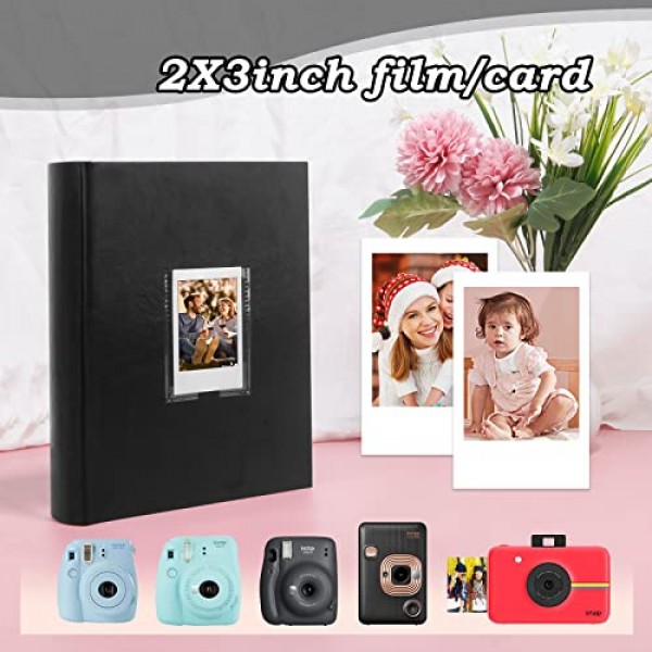 쓰기 공간이 있는 128 포켓 사진 앨범, 전면 창, 폴라로이드 사진 앨범용 3인치 Fujifilm Instax Mini 12 11 9 8 7s 40 EVO, Polaroid 300, HP Sprocket, K-pop Photocards(검은색)와 호환 가능