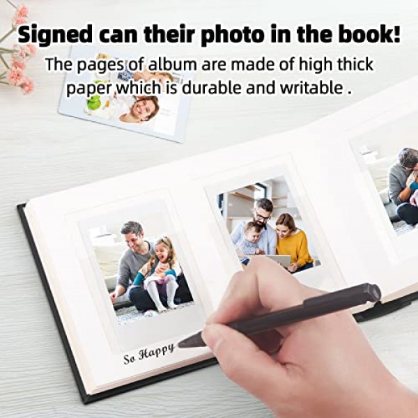 쓰기 영역, 전면 창, Fujifilm Instax Mini 12 11 9 8 7+ 40, Polaroid Snap 즉석 카메라 및 Zip 즉석 프린터용 Ruibytree 사진 앨범(검은색)