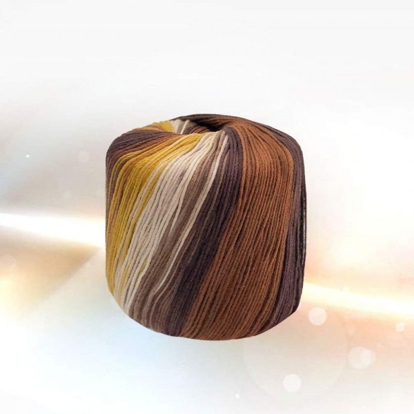 Excelart 1 롤 133m 크로 셰 뜨개질 뜨개질을위한 그라디언트 원사 색상 염색 그라디언트 면화 DIY 원사 핸드 후크 스카프 코드 편직 재료 브라운