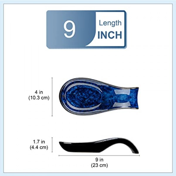 LOVECASA 스토브 탑용 스푼 레스트, 스푼 홀더 석기기구 레스트 9 인치 주걱 홀더, 주방 카운터 용 요리 스푼 홀더, 블루 스푼 레스트