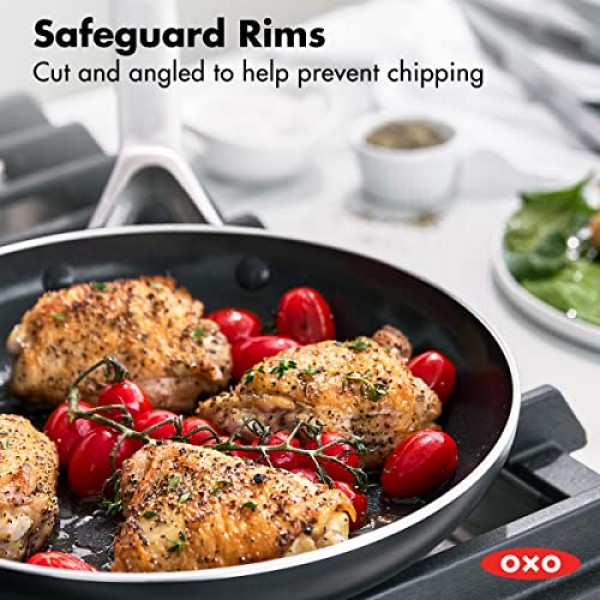 OXO Agility 시리즈 12인치 프라이팬 프라이팬, PFAS 없는 붙지 않는 경량 알루미늄, 인덕션 베이스, 빠른 균일 가열, 스테인리스 스틸 손잡이, 칩 없는 테두리, 식기세척기 