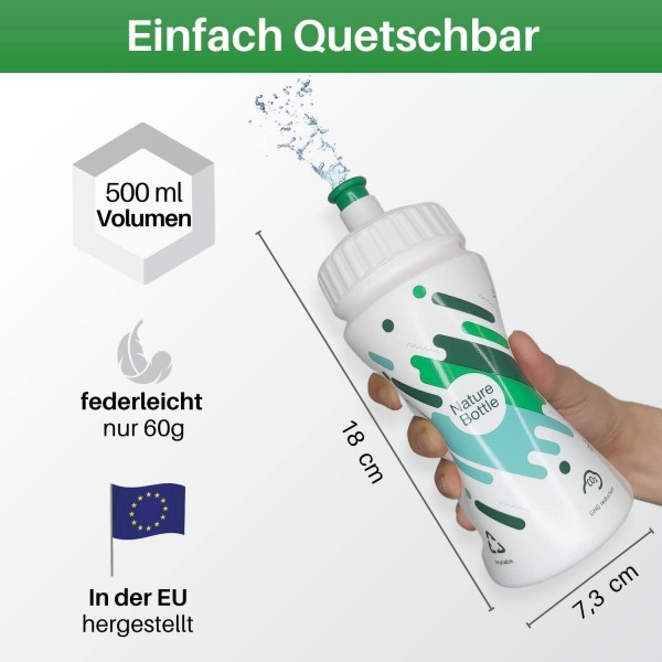 HiLo 스포츠 자전거 물병 2개 세트 500ml | 지팡이 바퀴 병| 꽉 스포츠 병 | 자전거 병 휠 병 | 물병 자전거(흰색, 녹색)