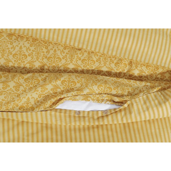 Linen Zone - 면 100% 양면 발리아 프린트 이불커버 세트 - 케어프리 (Balia Mustard, King) Balia Mustard King