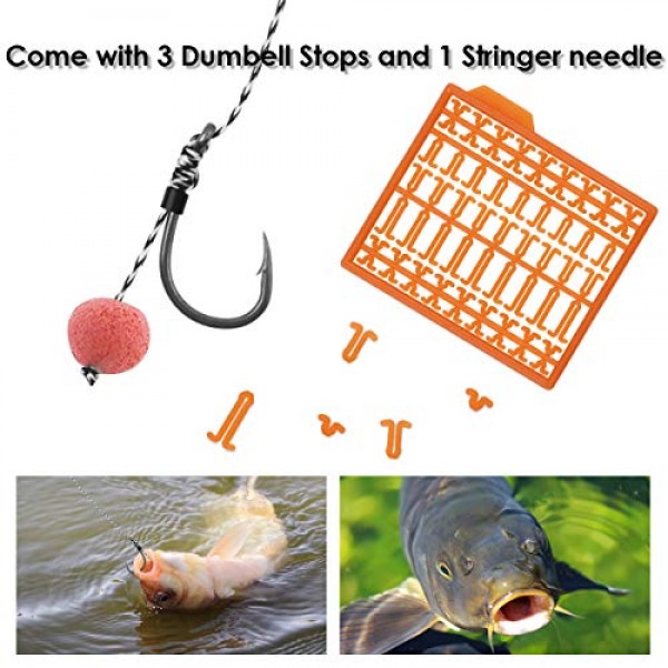 Luroad Boilie Rig 잉어 리더 땋은 라인 낚시 후크 Boilie Stoppers가있는 수제 잉어 리그 Boilie 잉어 낚시 액세서리 용 잉어 리그