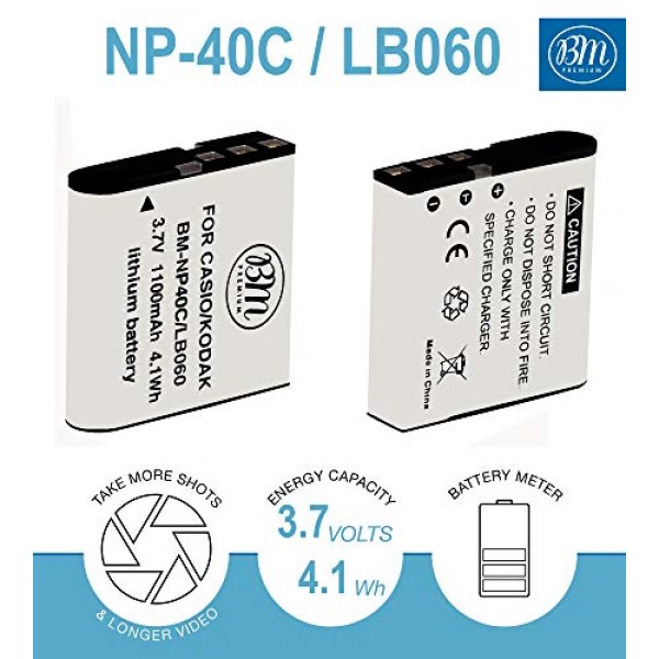 Kodak PixPro AZ251, AZ361, AZ362, AZ365, AZ421, AZ422, AZ501, AZ521, AZ522, AZ525, AZ526, AZ527, AZ528 카메라용 BM 프리미엄 LB-060 배터리 교체