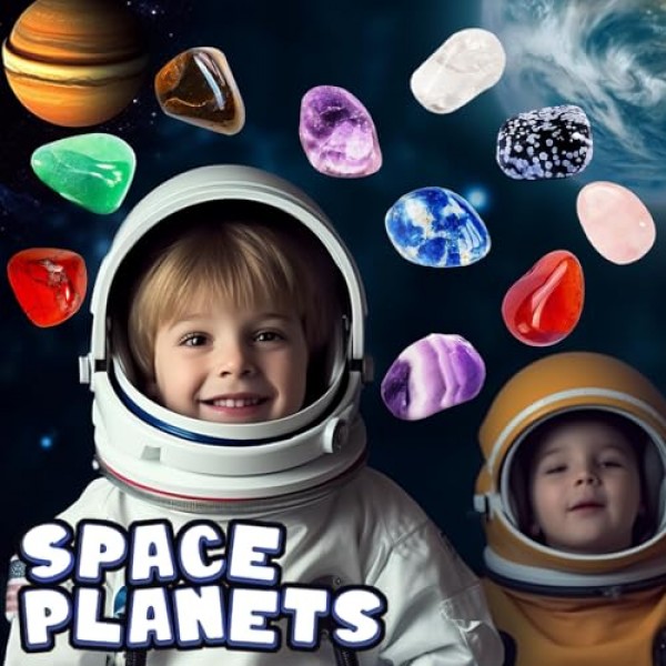 과학 발굴 키트, 6-12세 어린이를 위한 부활절 달걀 및 태양계 우주 장난감 9개 행성에서 18개의 실제 보석 발굴, STEM 교육 키트 고고학 지질학 소년 소녀를 위한 크리스