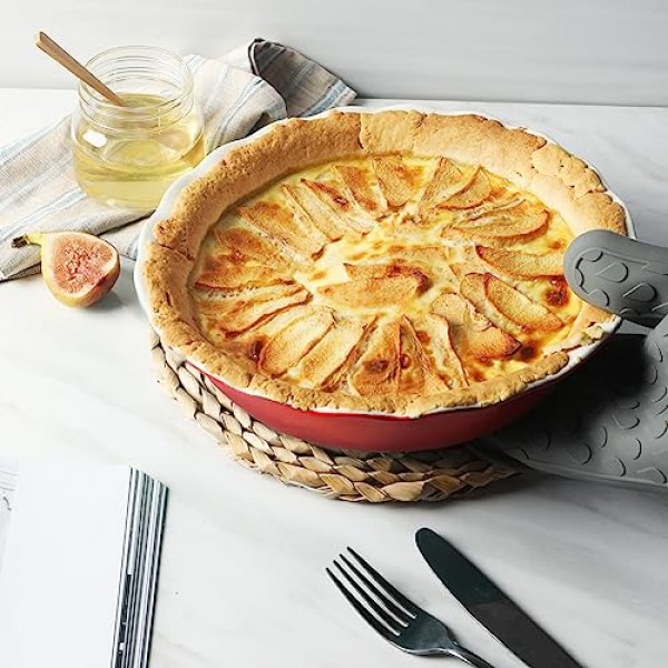 베이킹용 Sweejar 세라믹 파이 팬, 저녁 식사용 10인치 원형 베이킹 접시, 애플 파이, 호박 파이, 냄비 파이용 부드러운 웨이브 가장자리가 있는 붙지 않는 파이 접시(빨