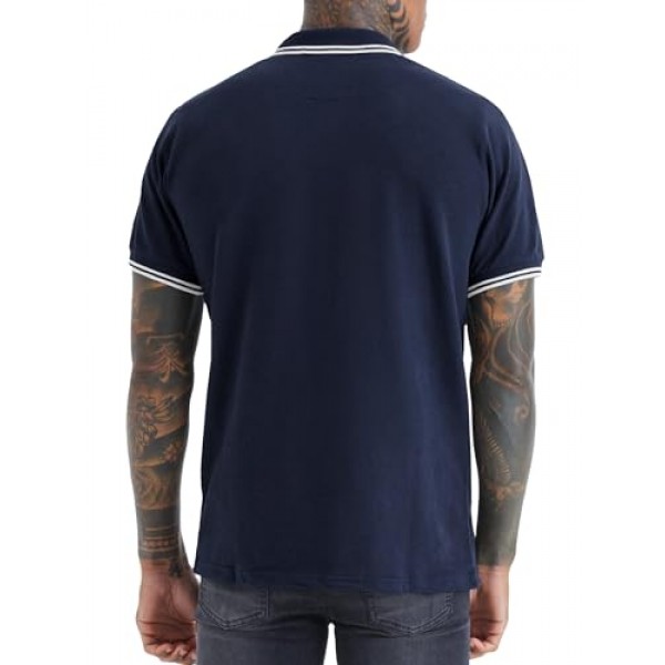 PINDODA 남성용 코튼 피케 골프 폴로 셔츠 캐주얼 반소매 클래식 폴로 셔츠 버튼 다운 셔츠