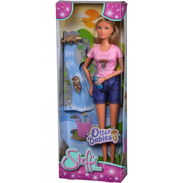 Simba 105733586 Steffi Love Otter Babies Dress-up Dolls Cares of Otter Babys with Drinking Bottle 29 cm 인형 연령 3+