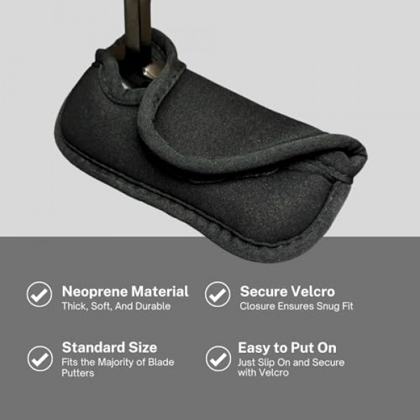 블랙 골프 퍼터 헤드 커버 네오프렌 클럽 헤드 커버 블레이드 퍼터에 적합 오른손잡이 퍼터 클럽에 적합