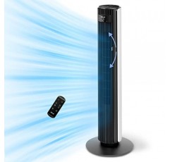침실용 Levoit 타워 팬, 7.5m/s 강력한 23W 에너지 절약 팬, 원격 제어 기능이 있는 25dB 매우 조용한 기둥 팬, 12가지 속도, 4가지 모드, 흰색