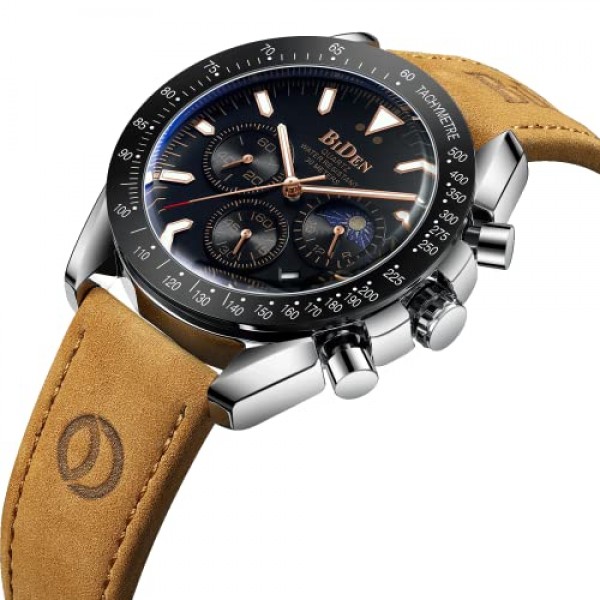 HANPOSH 남성용 시계 시계 남성용 크로노 그래프 스테인레스 스틸 방수 아날로그 석영 손목 시계 남성용 날짜 빛나는 비즈니스 캐주얼 시계